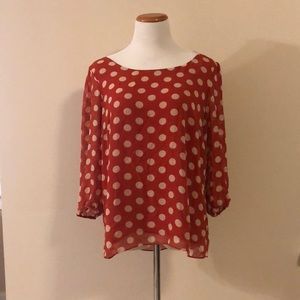 Forever21 Orange polka dot low back blouse